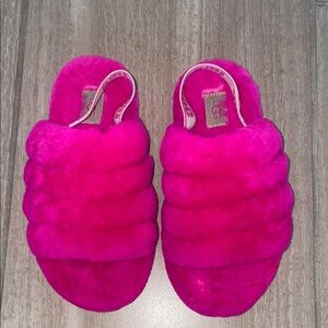 UGG Hot Pink Fluff Slide Shearling Slingback Slippers